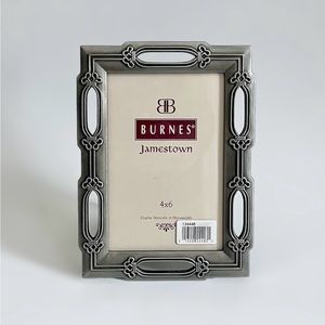 Vintage 1998 Burnes Of Jamestown Pewter Gray Glass Cover Picture Photo Frame
